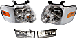 2008 Ford Explorer Sport Trac - 4-Piece Kit Driver and Passenger Side Halogen Headlight, With bulb(s), OE Replacement,  Includes (2) Fog Light and (2) Headlight