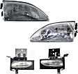 4-Piece Kit, Front, Driver and Passenger Side Halogen Fog Light, With bulb(s), Includes (2) Fog Light and (2) Headlight