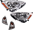 2013 Toyota Prius C - 4-Piece Kit Driver and Passenger Side Halogen Headlight, With bulb(s), OE Replacement,  Includes (2) Headlight and (2) Turn Signal Light
