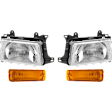 4-Piece Kit Driver and Passenger Side Halogen Headlight, With bulb(s), Mounts on Bumper, OE Replacement, Includes (2) Headlight and (2) Turn Signal Light