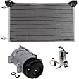 3-Piece Kit A/C Compressor, 4-Groove Pulley, includes A/C Condenser, and A/C Service Kit (A/C Accumulator, A/C Orifice Tube, and A/C O-Ring and Gasket Seal Kit), One Bolts to mount the Hoses