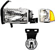 3-Piece Kit Driver Side Halogen Headlight, With bulb(s), OE Replacement, Includes (1) Headlight, (1) Corner Light and (1) Fog Light