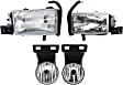 1999 Dodge Ram 1500 - 4-Piece Kit Driver and Passenger Side Halogen Headlight, With bulb(s), For Models Without Sport Package, OE Replacement,  Includes (2) Fog Light and (2) Headlight