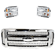 2005 Ford Excursion Limited - 3-Piece Kit Grille, Chrome Shell with Painted Gray Insert,  Includes (2) Headlight and (1) Grille Assembly