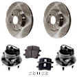 2-Wheel Set Front Wheel Hub, 5 Lugs,, 2.4L, 4Cyl, Includes (1) Brake Pad Set, (2) Wheel Hub and (2) Brake Disc