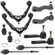 10-Piece Kit Front Suspension Kit, Includes (2) Ball Joint, (2) Control Arm, (1) Idler Arm, (1) Pitman Arm, and (4) Tie Rod End