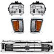 5-Piece Kit Driver and Passenger Side Halogen Headlight, With bulb(s), OE Replacement, Includes (2) Corner Light, (2) Headlight and (1) Grille Assembly