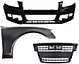 2009-2012 Audi A4 - 3-Piece Kit, Grille Primed, Includes (1) Bumper Cover, (1) Fender, and (1) Grille