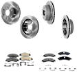 4-Wheel Set Front and Rear Brake Disc and Pad Kit, Plain Surface 6 Lugs Front-305.05 mm/Rear-329.69 mm Ceramic Pro-Line Series, Includes (2) Brake Pad Set and (4) Brake Disc