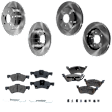 4-Wheel Set Front and Rear Brake Disc and Pad Kit, Plain Surface, 5 Lugs, Cast Iron, Ceramic, Pro-Line Series