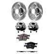 2-Wheel Set Front, Driver and Passenger Side Wheel Hub, 5 Lugs, With Bearing, AWD, includes (2) Brake Disc, (1) Brake Pad Set, and (2) Wheel Hub