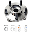 2-Wheel Set Front, Driver and Passenger Side Wheel Hub, 5 Lugs, With Bearing, AWD, includes (2) Brake Disc, (1) Brake Pad Set, and (2) Wheel Hub