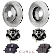 2-Wheel Set Front Wheel Hub, 4 Lugs, With Bearing, FWD, Includes (1) Brake Pad Set, (2) Wheel Hub and (2) Brake Disc