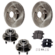 2-Wheel Set Front Wheel Hub, Includes (2) Wheel Hub, (2) Brake Disc and (1) Brake Pad Set