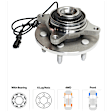 2-Wheel Set Front Wheel Hub,, 4WD, Includes (1) Brake Pad Set, (2) Wheel Hub and (2) Brake Disc