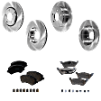4-Wheel Set Front and Rear Brake Disc and Pad Kit, Plain Surface 5 Lugs Front-280.92 mm/Rear-289.81 mm Ceramic Pro-Line Series, Includes (2) Brake Pad Set and (4) Brake Disc