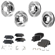 4-Wheel Set Front and Rear Brake Disc and Pad Kit, Plain Surface, 5 Lugs, Front-299.97 mm/Rear-261.87 mm, Organic, Pro-Line Series Includes (4) Brake Disc and (2) Brake Pad Set