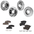 4-Wheel Set Front and Rear Brake Disc and Pad Kit, Plain Surface 6 Lugs Front-350.01 mm/Rear-320.04 mm Ceramic Pro-Line Series, Includes (4) Brake Disc and (2) Brake Pad Set