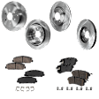 4-Wheel Set Front and Rear Brake Disc and Pad Kit, Plain Surface 6 Lugs Front and Rear-350.01 mm Ceramic Pro-Line Series, Includes (2) Brake Pad Set and (4) Brake Disc
