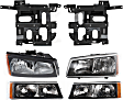 2005 Chevrolet Silverado 1500 - 6-Piece Kit Driver and Passenger Side Halogen Headlight, With bulb(s), Naturally Aspirated, OHV, GAS, OE Replacement, Standard Cab Pickup,  Includes (2) Headlight, (2) Headlight Bracket, and (2) Turn Signal Light