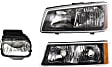 3-Piece Kit Driver Side Halogen Headlight, With bulb(s), OE Replacement, Includes (1) Fog Light, (1) Headlight and (1) Turn Signal Light