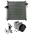 3-Piece Kit A/C Compressor with A/C Condenser, and A/C Service Kit (A/C Accumulator, A/C Orifice Tube, and A/C O-Ring and Gasket Seal Kit), 6-Groove Pulley