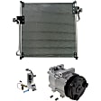 3-Piece Kit A/C Compressor with A/C Condenser, and A/C Service Kit (A/C Accumulator, A/C Orifice Tube, and A/C O-Ring and Gasket Seal Kit), 6-Groove Pulley