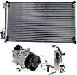 3-Piece Kit A/C Compressor Kit, With Clutch, 6-Groove Pulley, Includes (1) A/C Compressor, (1) A/C Condenser and (1) A/C Service Kit