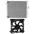 2-Piece Kit, Driver Side A/C Condenser, includes (1) A/C Condenser and (1) Cooling Fan Assembly