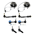 2-Wheel Set Front, Driver and Passenger Side Wheel Hub, 5 Lugs, With Bearing, With Sensor, Includes (2) Wheel Hub, (4) Sway Bar Link and (2) Tie Rod End