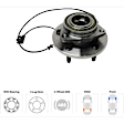 2-Wheel Set Front, Driver and Passenger Side Wheel Hub, 5 Lugs, With Bearing, With Sensor, Includes (2) Wheel Hub, (4) Sway Bar Link and (2) Tie Rod End