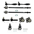 10-Piece Kit Front, Driver and Passenger Side, Upper and Lower Ball Joint, includes (4) Ball Joint, (2) Sway Bar Link, and (4) Tie Rod End