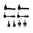 8-Piece Kit Front, Driver and Passenger Side, Outer Tie Rod End, Includes (2) Tie Rod End, (4) Ball Joint and (2) Sway Bar Link