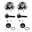 2-Wheel Set Front Wheel Hub, 5 Lugs, With Bearing, Includes (2) Ball Joint, (2) Tie Rod End and (2) Wheel Hub