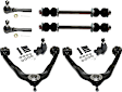 8-Piece Kit Front, Upper Control Arm, includes (2) Ball Joint, (2) Control Arm, (2) Sway Bar Link, and (2) Tie Rod End