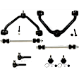 8-Piece Kit Front, Driver and Passenger Side, Upper Control Arm, Includes (2) Ball Joint, (2) Control Arm, (2) Sway Bar Link, and (2) Tie Rod End