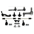 12-Piece Kit Idler Arm - Direct Fit, 12-Piece Kit, Includes (4) Ball Joint, (1) Idler Arm, (1) Pitman Arm, (2) Sway Bar Link, (2) Tie Rod Adjusting Sleeve, and (2) Tie Rod End