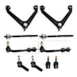 10-Piece Kit Front, Driver and Passenger Side, Upper Control Arm, Includes (2) Ball Joint, (2) Control Arm, (2) Sway Bar Link, and (4) Tie Rod End