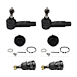 6-Piece Kit Front, Driver and Passenger Side, Upper and Lower Ball Joint, includes (4) Ball Joint and (2) Tie Rod End