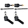 6-Piece Kit Front, Driver and Passenger Side, Lower Ball Joint, includes (2) Ball Joint and (4) Tie Rod End