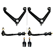 6-Piece Kit Front, Driver and Passenger Side, Upper Control Arm, Includes (2) Ball Joint, (2) Control Arm, and (2) Sway Bar Link