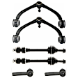 6-Piece Kit Front, Driver and Passenger Side, Upper Control Arm with Sway Bar Links and Tie Rod Ends