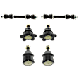 6-Piece Kit Front, Driver and Passenger Side, Upper and Lower Ball Joint, includes (4) Ball Joint and (2) Sway Bar Link