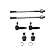 6-Piece Kit Front, Driver and Passenger Side, Lower Ball Joint, includes (2) Ball Joint and (4) Tie Rod End