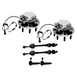 2-Wheel Set Front, Driver and Passenger Side Wheel Hub, 8 Lugs, With Bearing, With Sensor, RWD, Includes (2) Sway Bar Link, (2) Tie Rod End and (2) Wheel Hub