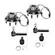 2-Wheel Set Front Wheel Hub, 6 Lugs, With Bearing, With Sensor, Includes (2) Tie Rod End, (2) Ball Joint and (2) Wheel Hub