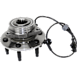 2-Wheel Set Front Wheel Hub, 6 Lugs, With Bearing, With Sensor, Includes (2) Tie Rod End, (2) Ball Joint and (2) Wheel Hub