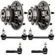 2-Wheel Set Front, Driver and Passenger Side Wheel Hub, 6 Lugs, With Bearing, Without Sensor, RWD, Includes (2) Tie Rod End, (2) Sway Bar Link and (2) Wheel Hub