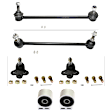 6-Piece Kit Front, Driver and Passenger Side, Lower, Rearward Control Arm Bushings, Includes (2) Ball Joint, (2) Control Arm Bushing, and (2) Sway Bar Link
