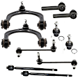 10-Piece Kit Front, Driver and Passenger Side, Upper Control Arm, includes (2) Ball Joint, (2) Control Arm, (2) Sway Bar Link, and (4) Tie Rod End